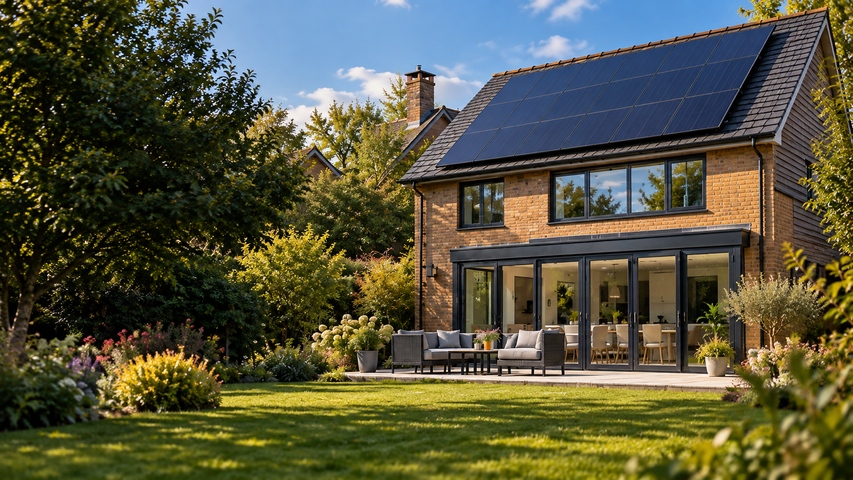 Kent home with a rooftop solar panel installation